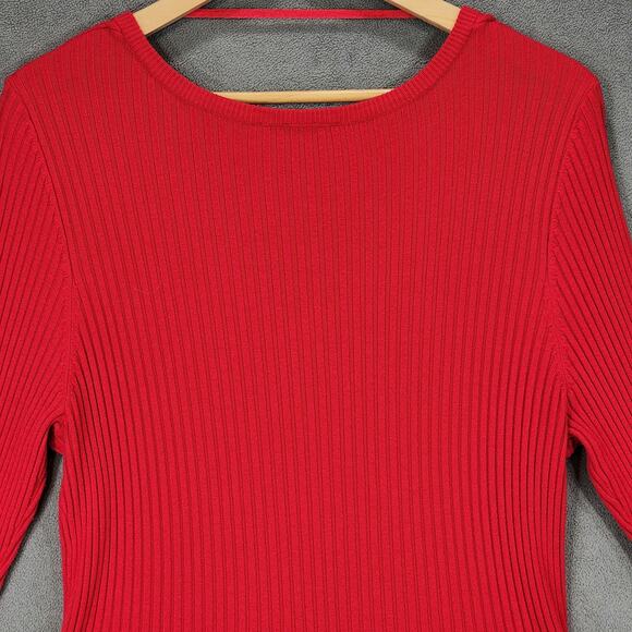 Lane Bryant Sweater Dress 18/20 Women Fit Flare Red Long‎ Sleeve Slimming Modest - Picture 8 of 8